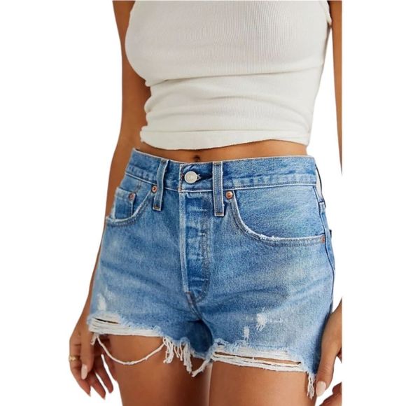 Levi's Pants - Levis 501 destressed buttondown denim shorts